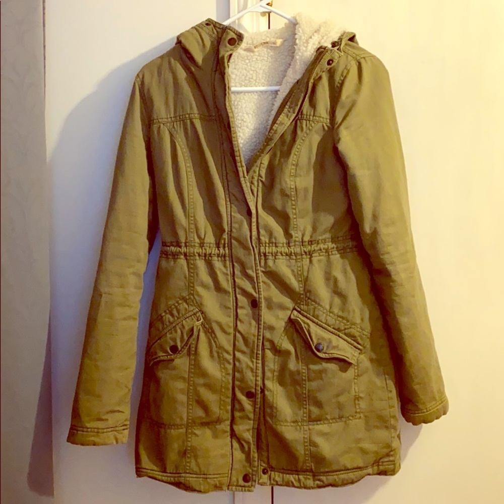 Olive Green Hollister Parka Jacket